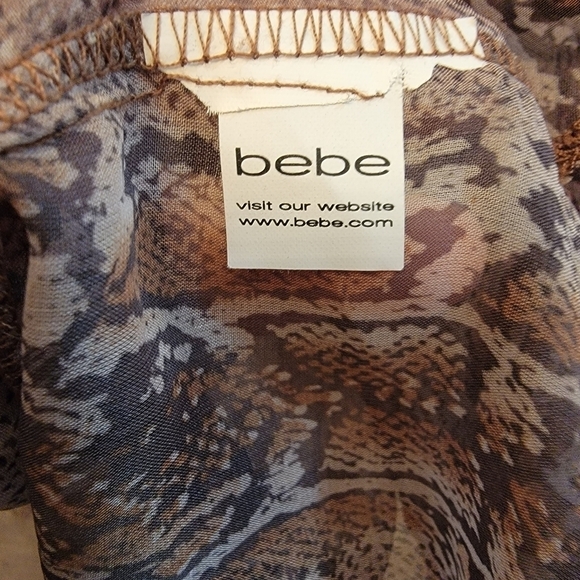 2B Bebe Sheer Snake Skin Print Button Blouse Size XS - Picture 5 of 6